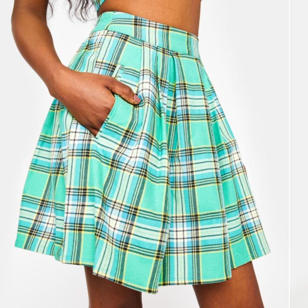 Dangerfield Spring Tartan Mini Skirt w/ pockets